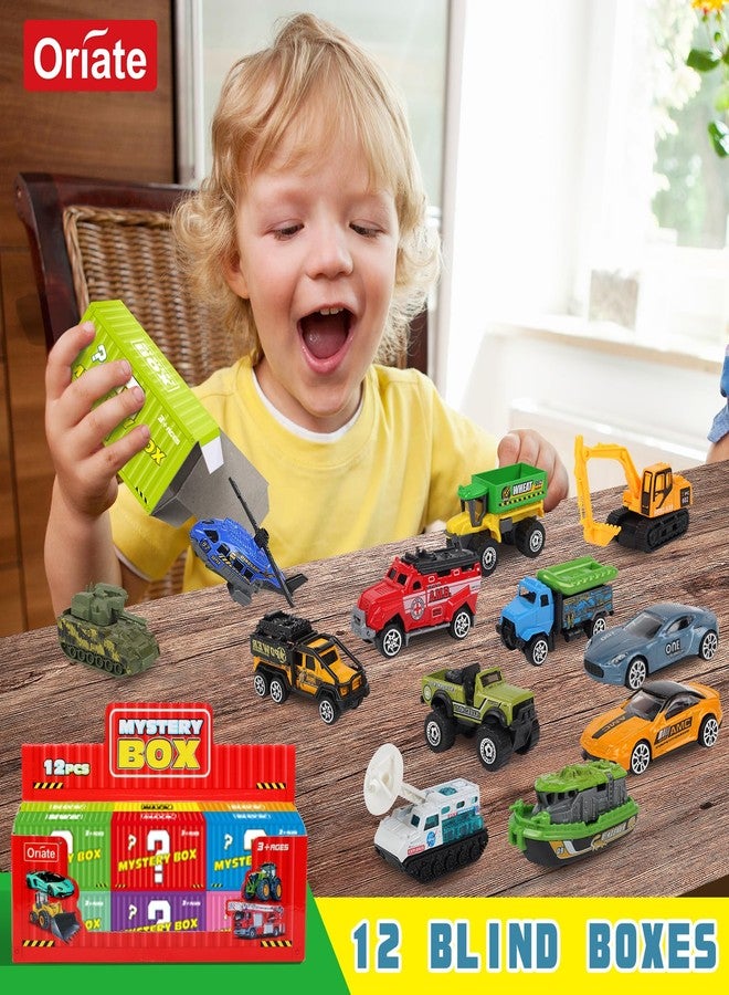 Oriate Diecast Toy Cars Advent Calendar, 12 Pack Mini Metal Cars 1/64, 12 Theme in one Set Blind Box Edition- Include Farm, Space Ship, Truck for Children Birthday Party Decor Gifts - Image 2